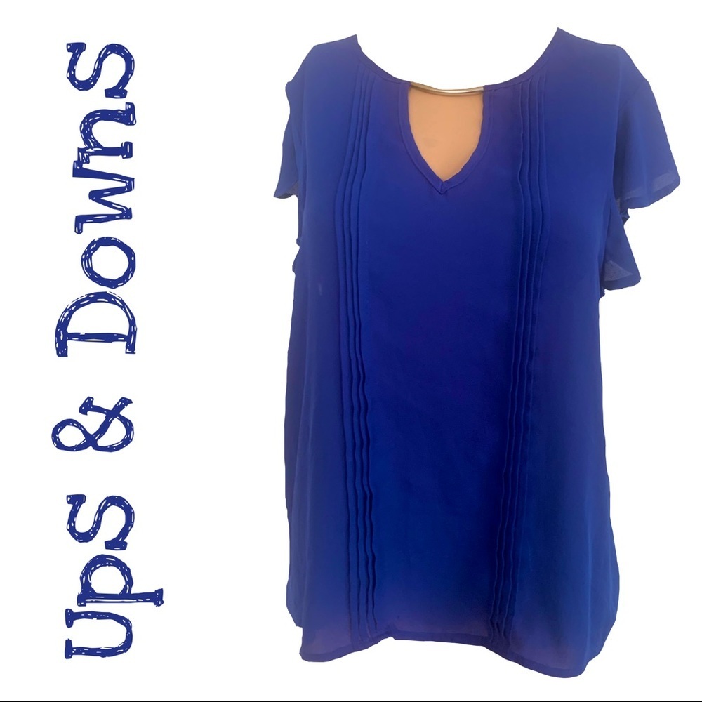 Ups & Downs Royal Blue See Through Blouse
